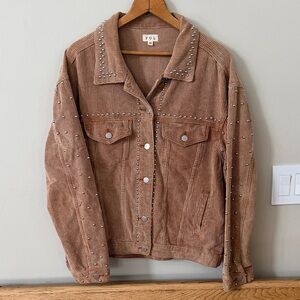 POL Studded Corduroy Jacket Tan Size M